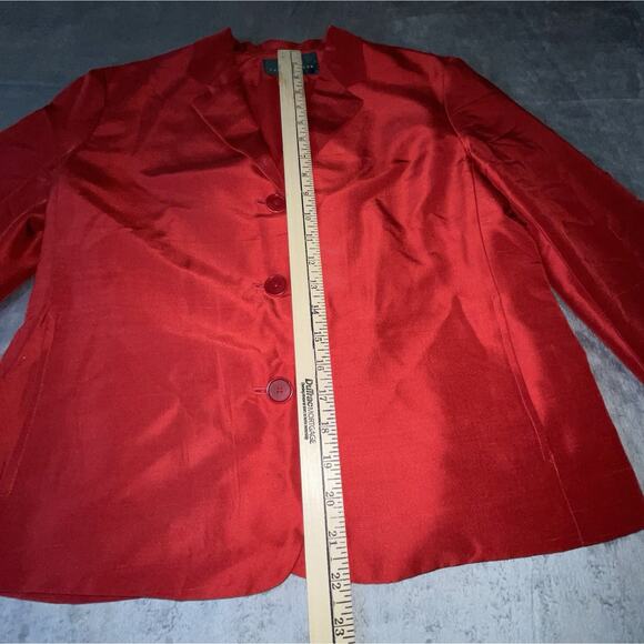 Lauren Ralph‎ Lauren Silk Blazer & Pant Set Women’s Size 6 Red 3 Button - Picture 2 of 16
